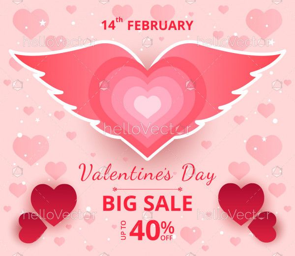 Valentine's day sale banner - Vector Illustration