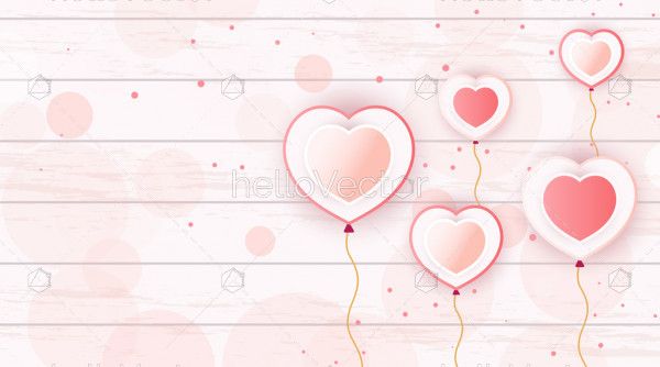 Floating hearts love banner background - Vector Illustration