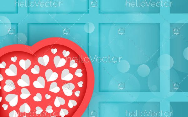 Heart made of small hearts on blue background, Valentine's banner - Vector Illustration