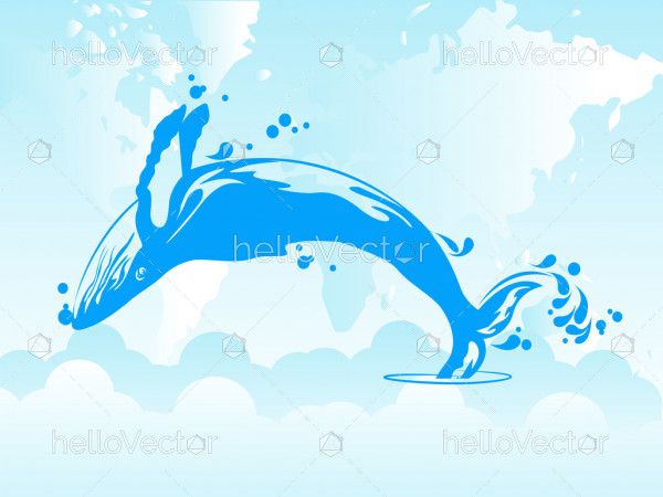 Silhouette of jumping shark - Vector illustration