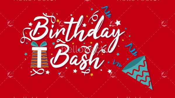 Red birthday background with typography - Vector Illustration