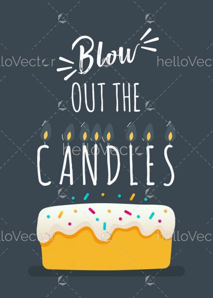 Birthday background with cake and typography - Vector illustration