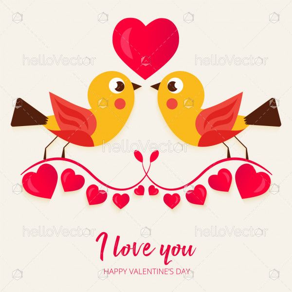 Cute birds in love, Valentine's graphic - Vector Illustration