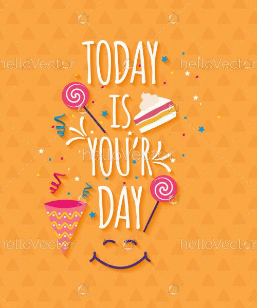 Yellow birthday background with typography - Vector Illustration