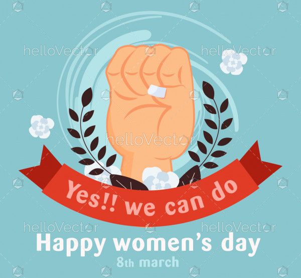 Happy women's day graphic with feminism symbol - Vector Illustration