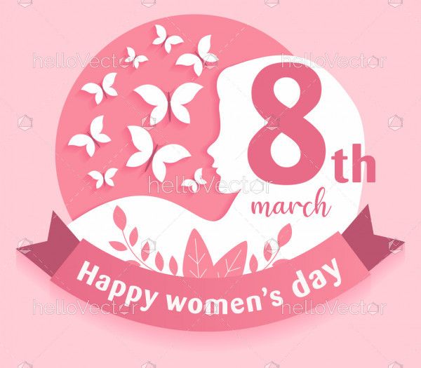 Happy women's day vector graphic with woman side face clipart