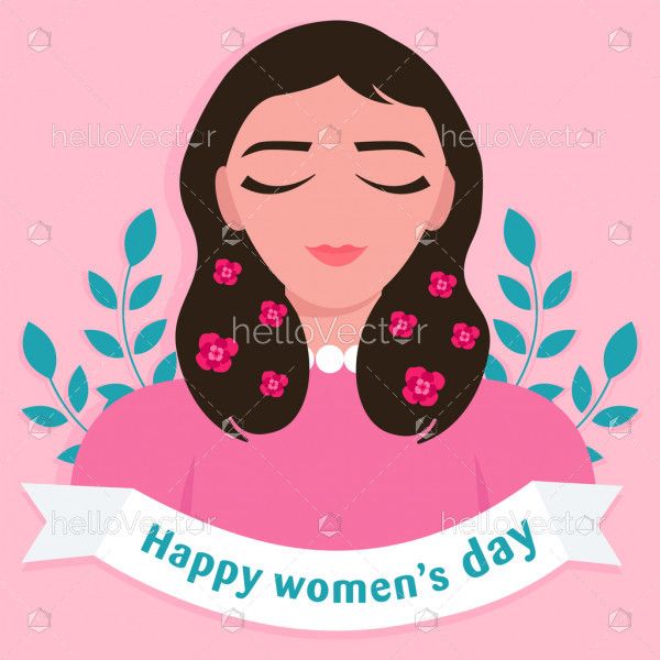 Happy women's day graphic with woman clipart - Vector Illustration