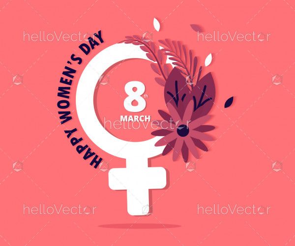Women's day vector graphics with symbol and flowers