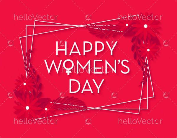 Women's day poster background with flowers frame - Vector Illustration
