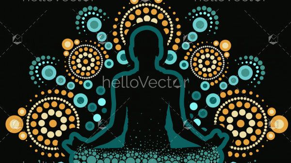 Aboriginal dot art vector painting, Meditation concept