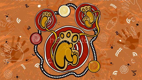 Aboriginal art vector painting. Family concept