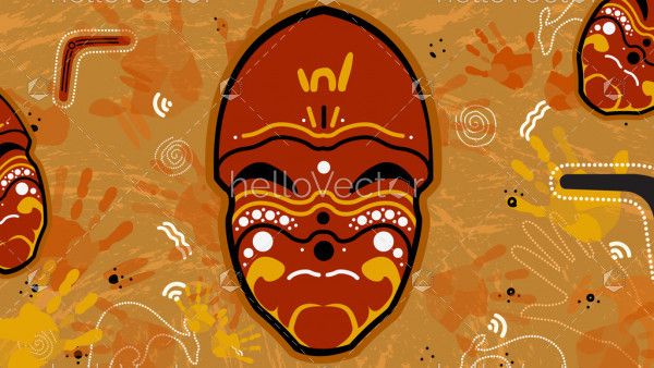 Aboriginal mask. Aboriginal art vector painting