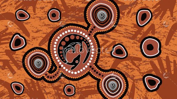 Aboriginal art vector background with kangaroo