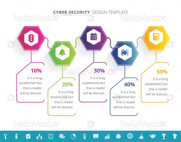 Cyber security infographic template with 16 extra icons - Vector Illustration