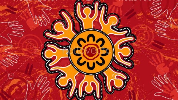 Aboriginal dot art vector painting. Unity concept