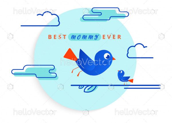 Happy mother's day background with cute birds