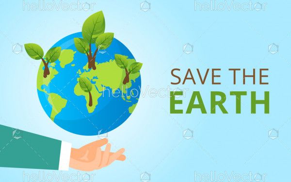 Earth day, Vector save earth concept graphic with globe