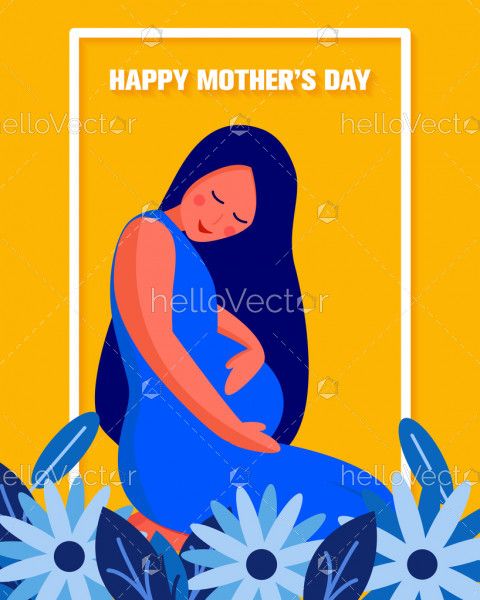 Happy mother's day background with pregnant woman graphic