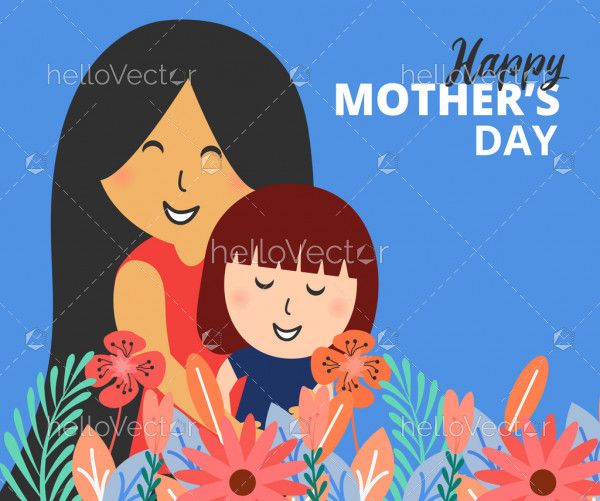 Mother holds her baby in her arms, Happy mother's day layout design