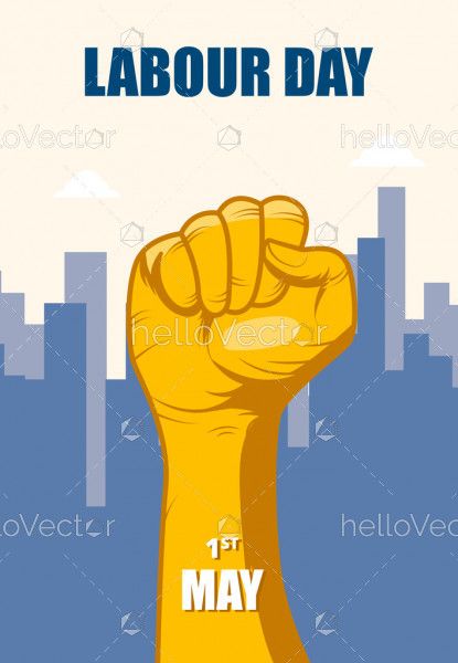 1st may - Happy labour day background with hand of worker