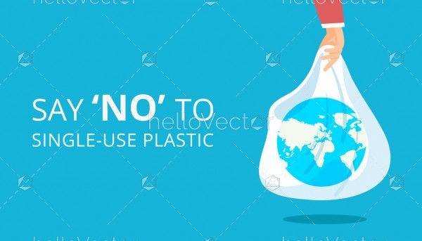 Earth globe in a plastic bag, Plastic pollution concept illustration