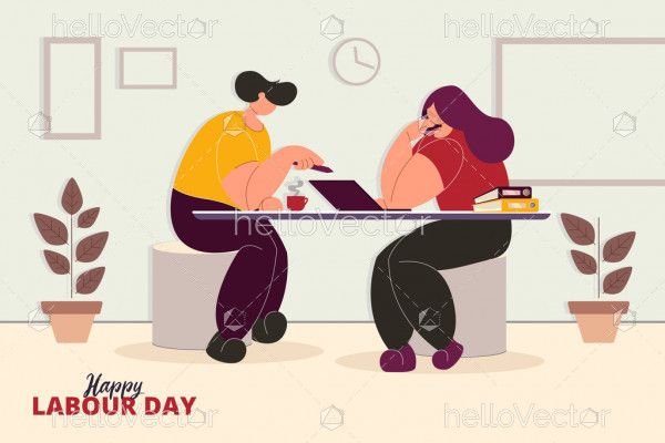 Office work clipart, Labour day vector background