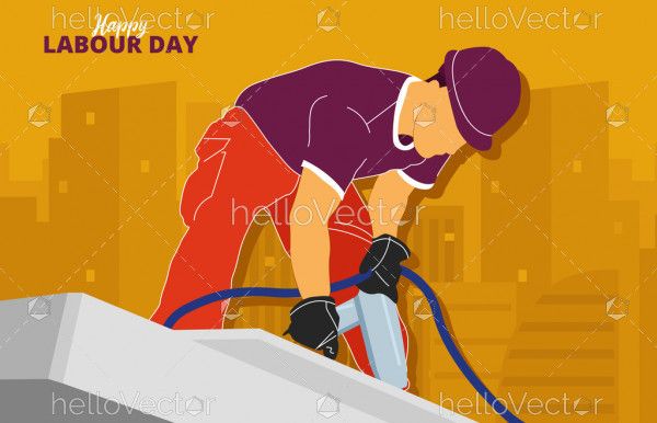 Drill construction work clipart, Happy labour day background