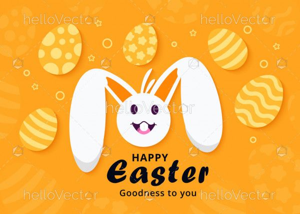 Happy Easter Illustration With Cute Bunny