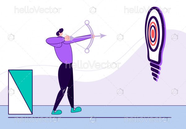 Man focus aiming to hit target - Vector Illustration