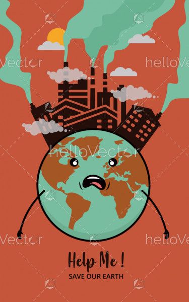 Save our earth. Air pollution concept illustration
