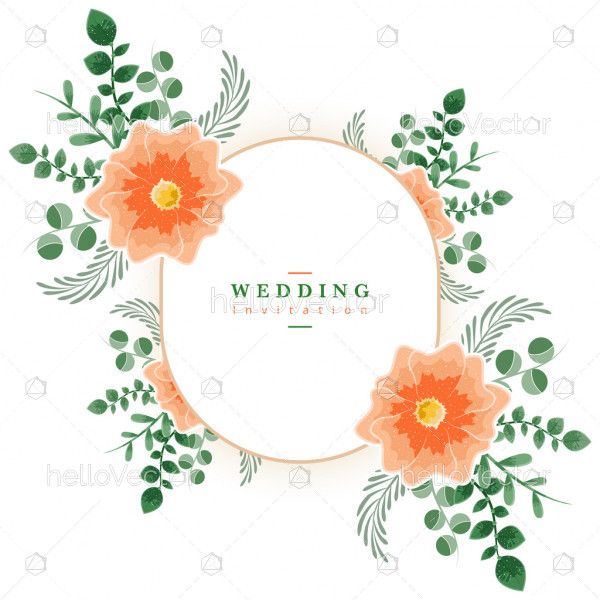Floral wedding invitation card template - Vector illustration