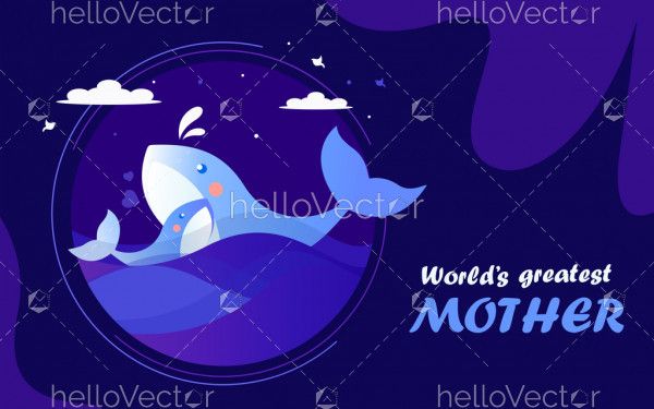 Mother and baby fish vector. Happy mother's day background