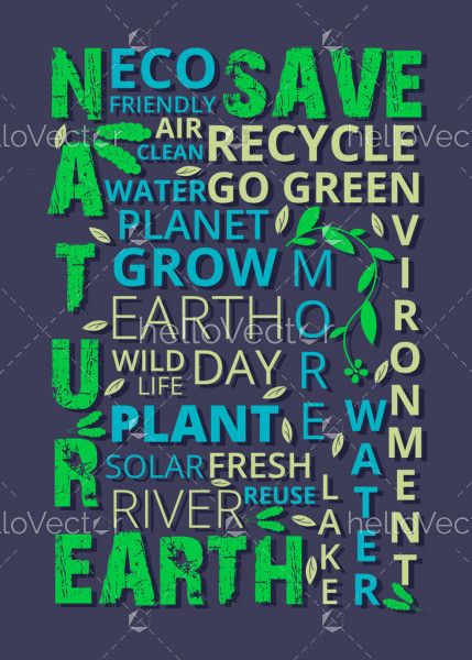 Eco friendly typography poster. Think green concept vector