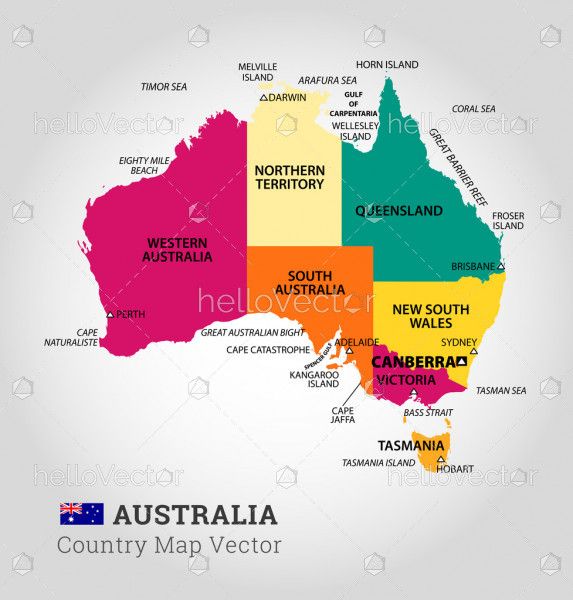 Detailed Map Of Australia - Vector Illustration