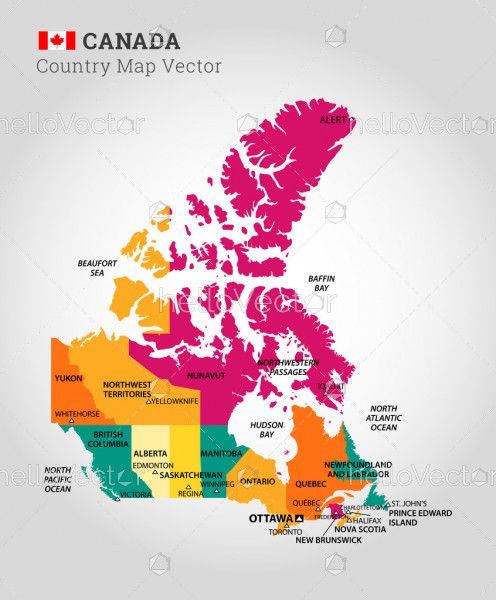 Detailed Map Of Canada - Vector Illustration
