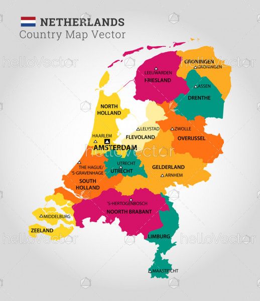 Detailed Map Of Netherlands - Vector Illustration