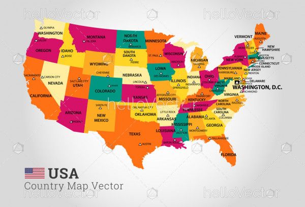 Detailed Map Of USA - Vector Illustration