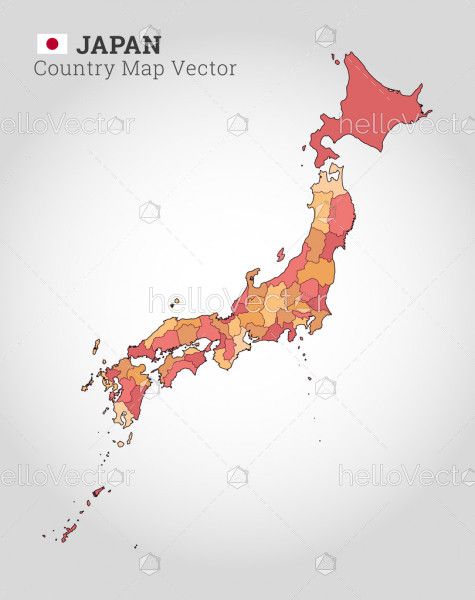 Japan Colorful Map - Vector Illustration - Download Graphics & Vectors