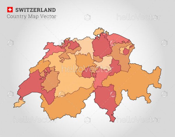 Switzerland Colorful Map - Vector Illustration