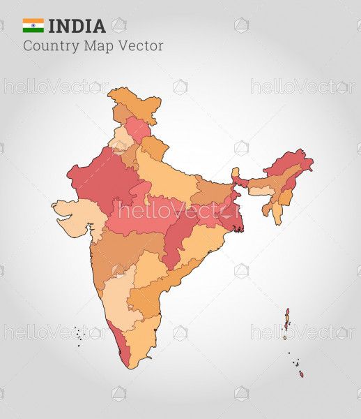 India Colorful Map - Vector Illustration