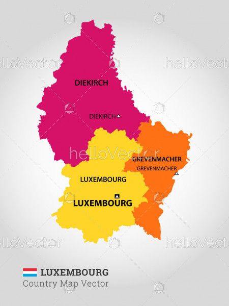 Detailed Map Of Luxembourg - Vector Illustration