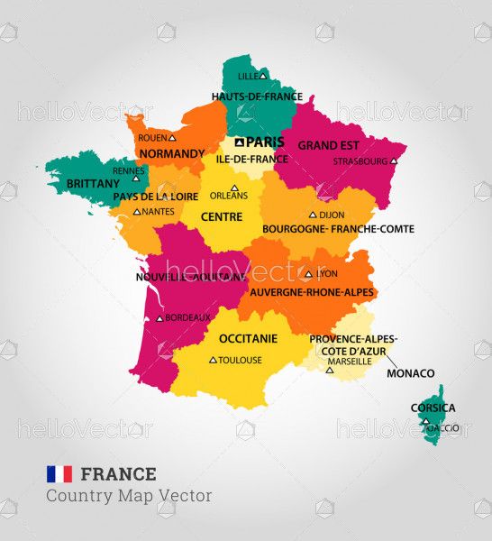 Detailed Map Of France - Vector Illustration