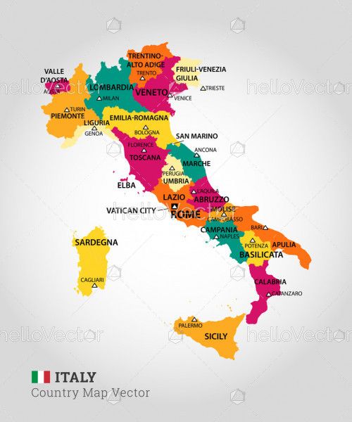 Detailed Map of Italy - Vector Illustration
