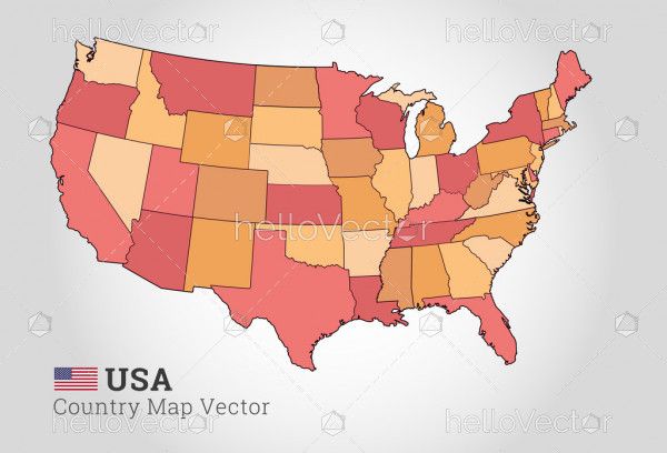 USA Colorful Map - Vector Illustration
