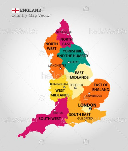 Detailed Map Of England - Vector Illustration