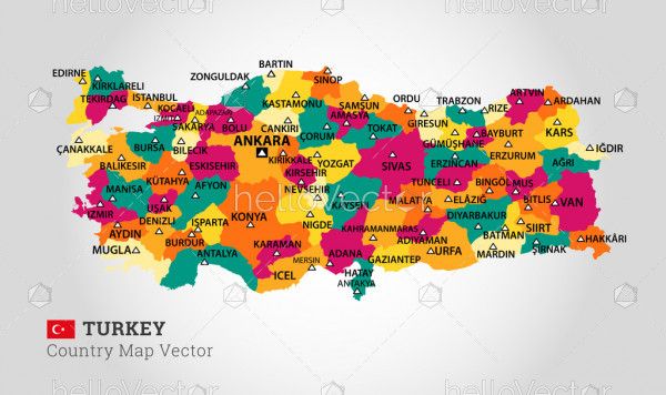 Detailed Map Of Turkey - Vector Illustration