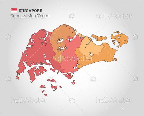 Singapore Colorful Map - Vector Illustration