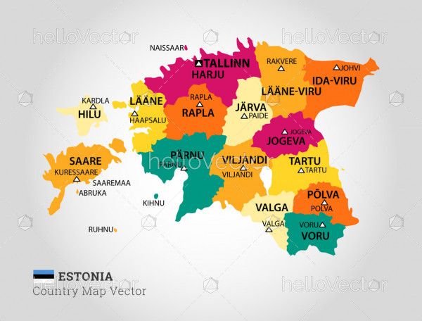 Detailed Map Of Estonia - Vector Illustration