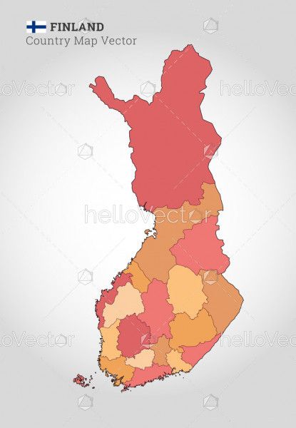Finland Colorful Map - Vector Illustration
