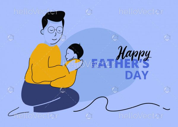 Happy father's day layout design with father holds her baby in her arms
